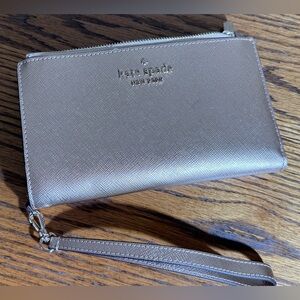 Kate Spade Glimmer Metallic Saffiano Medium Compact Bifold Wallet
